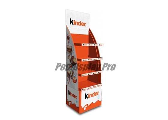 Free Standing Cardboard POP Displays Stand 4 Shelf For Holding Kinder Snacks