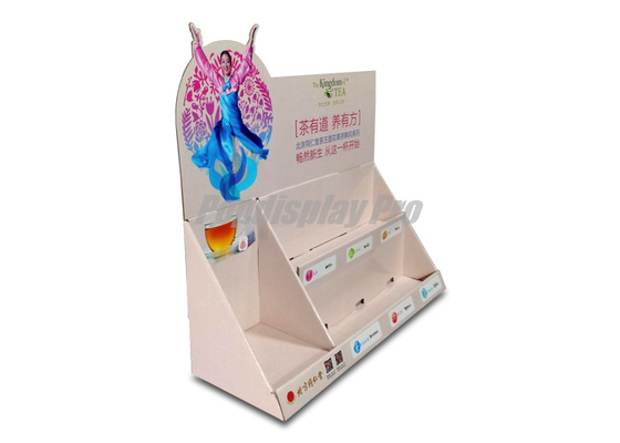 4 Colors Printed Paper PDQ Tray Display 1 Tier For Healthy Tea